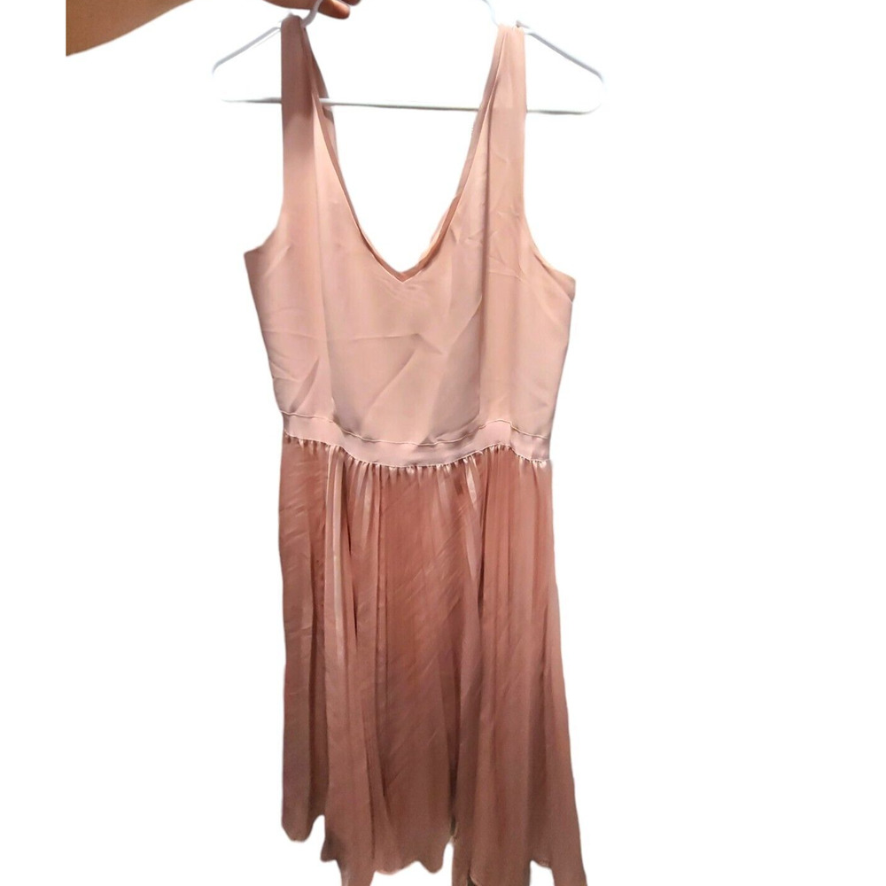 Banana Republic Pink Mauve Pleated Skirt Sleeveless V Neck Knee Dress 12